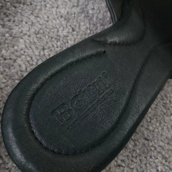 Born Sandals Womens Size 9 Shoes Slip On Black Soft Leather Wedge Open Toe - Picture 6 of 8